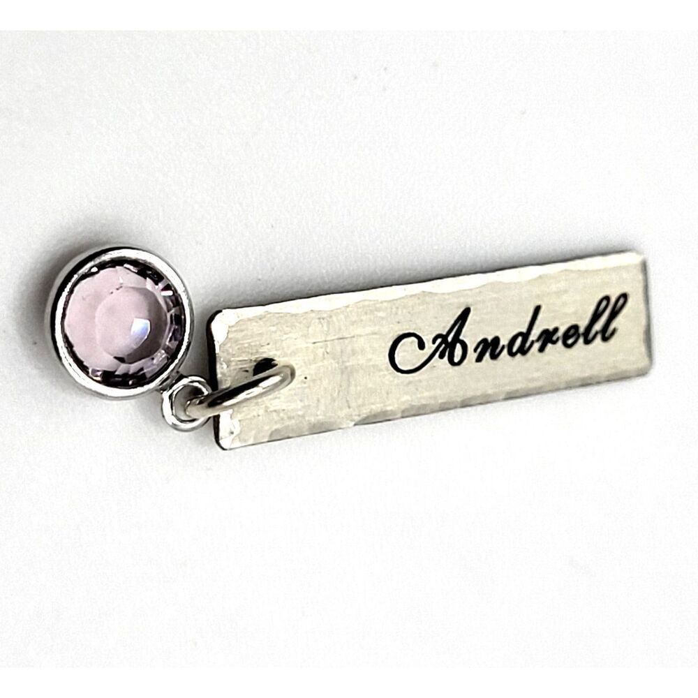"Andrell" Amethyst Sterling Silver Memorial Birth Stone Pendant Necklace 1in